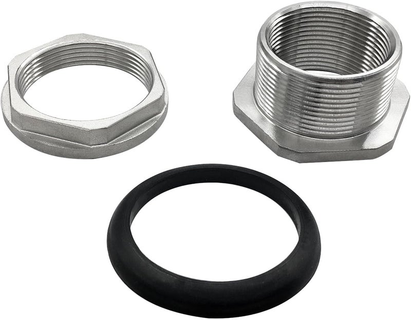 Fitvell 304 Stainless Steel Bulkhead Water Tank Fitting 1-1/2 Inch Female Thread Compression Bulkhead Adapter for Sink - Image 5